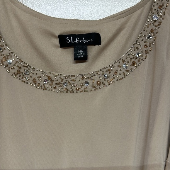 S.L. Fashions from Nordstrom Embellished Tiered Dress with Jacket sz14w - Picture 6 of 13